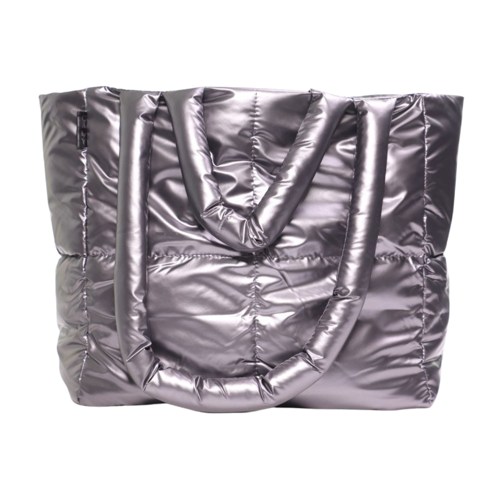 Puffer Tote Bag - Silver